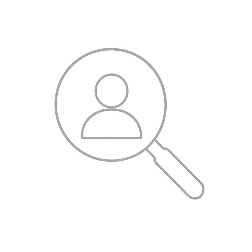 Candidate cards searched with a magnifying glass